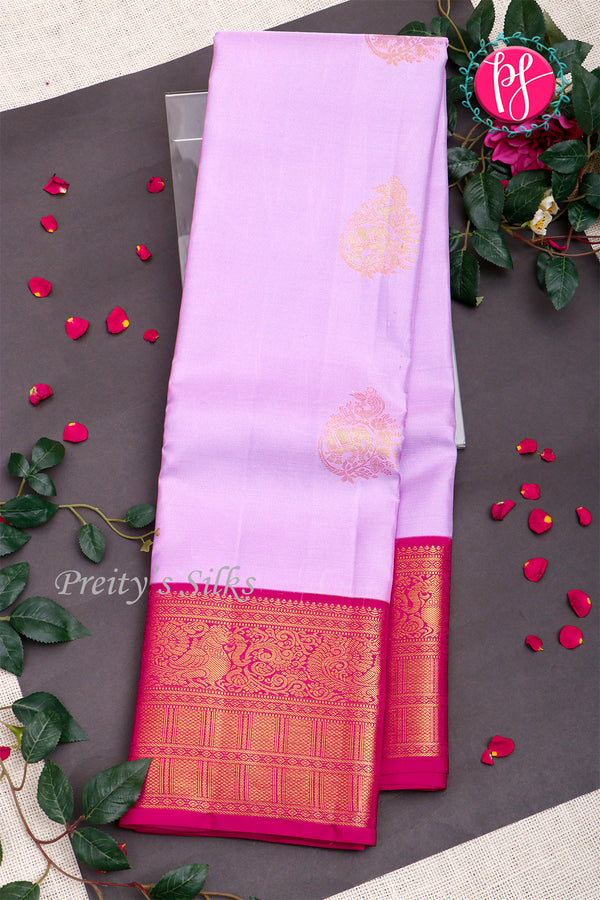 Pure Kanchipuram Silk Saree-Lightlavender And Pink-PA26216
