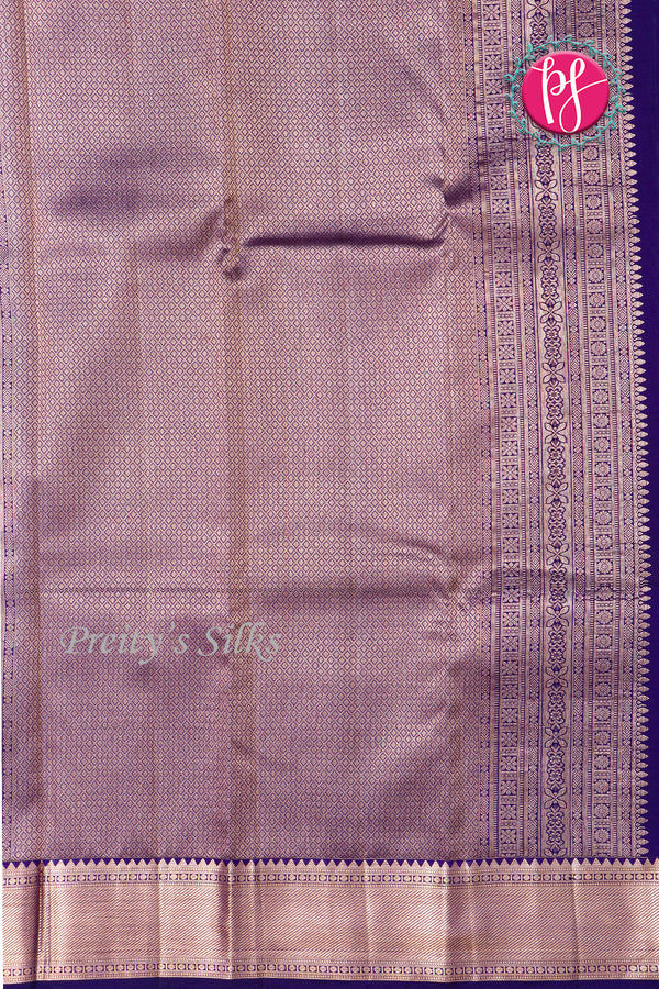 Pure Brocade Kanchipuram Silk Saree-Purple With Cream-PF83476