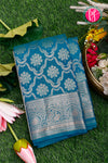 Pure Brocade Kanchipuram Silk Saree-Tealblue-PA24535