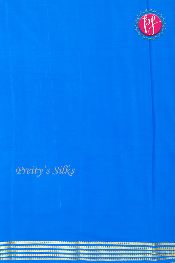 Pure Mysore Crepe Silk Saree-Royalblue and skyblue-PA19960