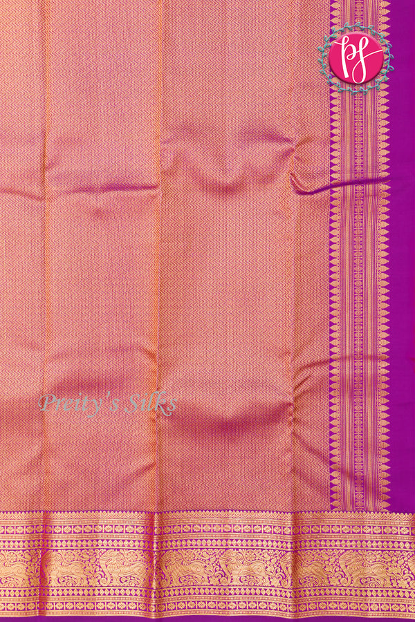 Half Pure Kanchipuram Silk Saree-Orange And Purple-PF82225