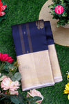 Pure Kanchipuram Silk Saree-Navyblue And Pale lilac-PA23543