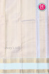 Pure Kanchipuram Silk Saree-Red And Skyblue-PF81312