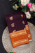 Half Pure Kanchipuram Silk Saree-Dark Plum And Rustorange-PA35211