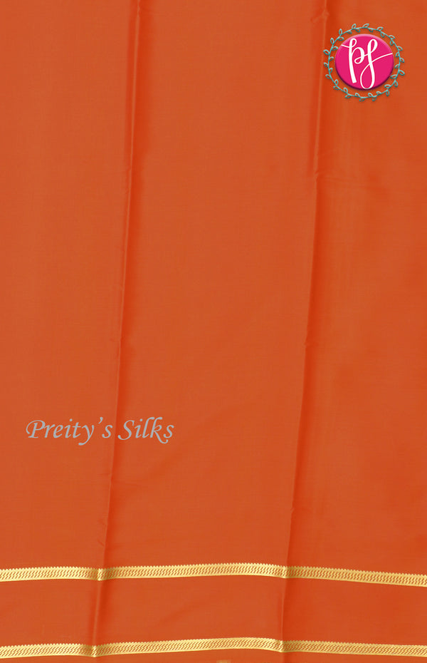 Pure Mysore Crepe Silk Saree With Bentex Border-Orange-PF46788