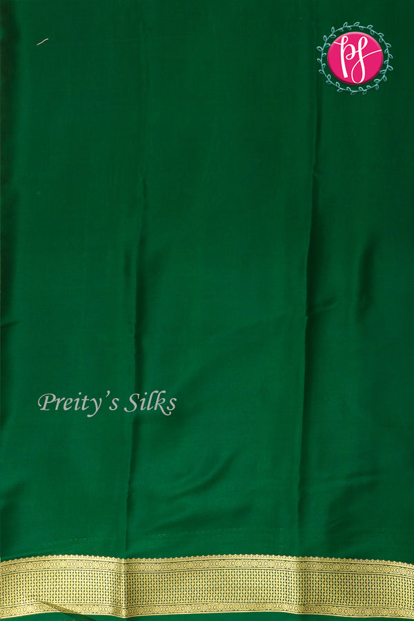 Pure Mysore Crepe Silk Saree -Mustard Yellow And Bottlegreen-PF82724