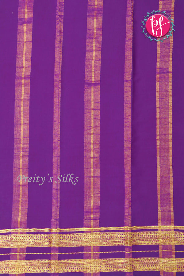 Pure Mysore Crepe Silk Saree-Orange And Purple-PA19929
