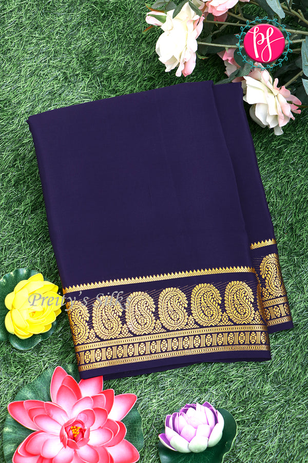 Pure Mysore Crepe Silk Saree-Navyblue-PA20648