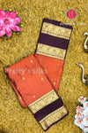 Pure Kanchipuram Silk Saree-Rustorange And Brown-PA51194