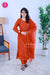 Amber BloomBurnt OrangeViscose Georgette Suit Set-SWBL330