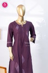 Elegant plum purple raw cotton kurta set with matching bottoms - SWRM137