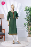 Straight-fit ethnic bottle green kurta-SWRM012