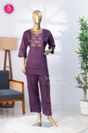 Purple shade Embroidered Cotton Kurti & Pant Co-ord Set-SWRM726