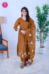 Cinnamon Brown Bloom Rayon Suit Set-SWRM236