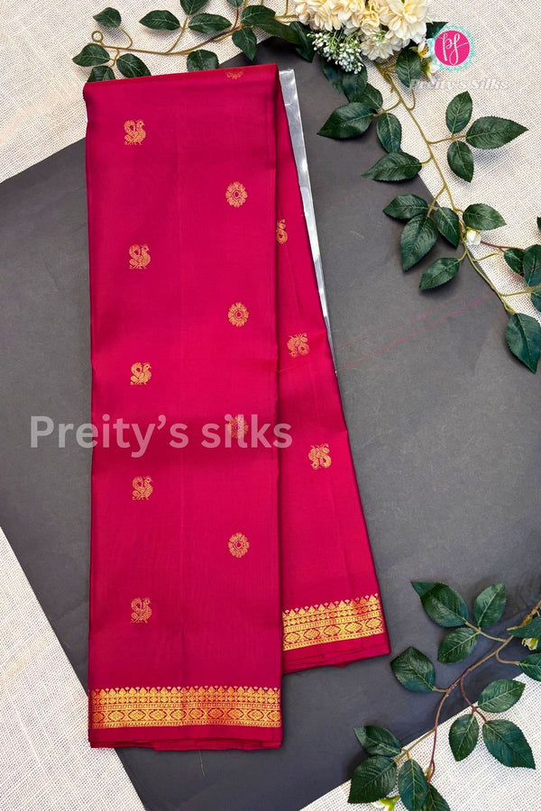 Pure Kanchipuram Silk Saree-Dual shade Red -PA50632