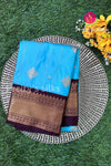 Semi Kanchipuram Silk Saree -Skyblue with Deepbrown-PA39339
