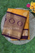 Semi Kanchipuram Silk Saree -Mustard yellow with Deepbrown-PA39339