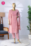 Elegant pastel pink kurta set with delicate embroidery Chanderi Blend-SWRM683