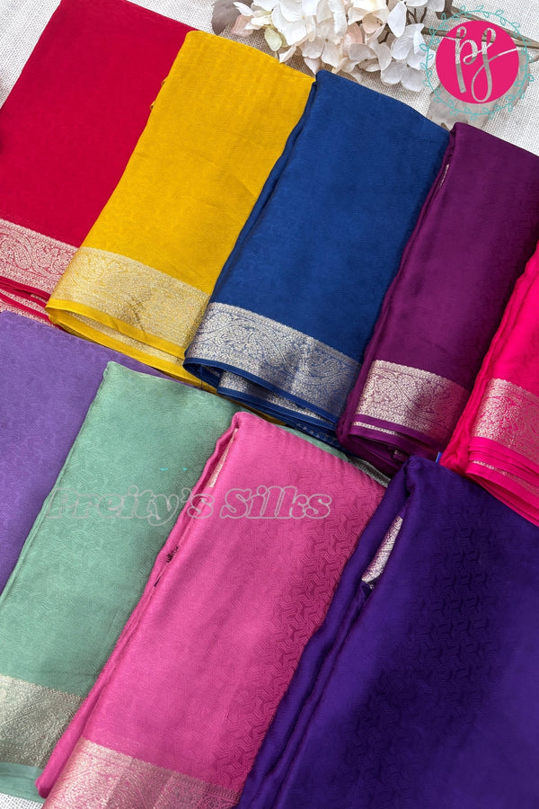 chiffon georgette Silk Saree with Self embossed Design-PF68346