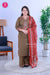 Earth Charm Olive Brown with Rust Red Printed Dupatta Cotton Suit Set-SWRM659
