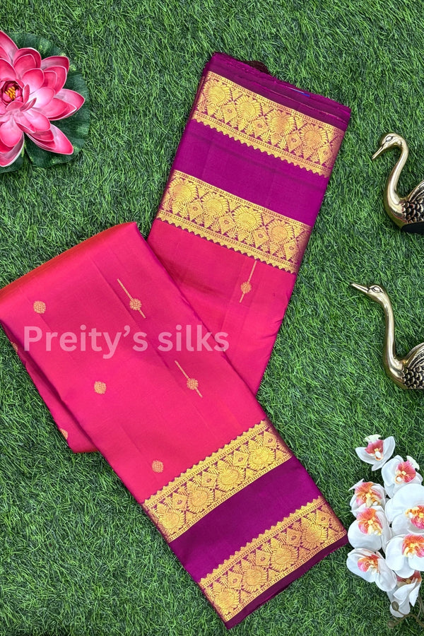 Pure Kanchipuram Silk Saree-Pink And Purple-PA51194