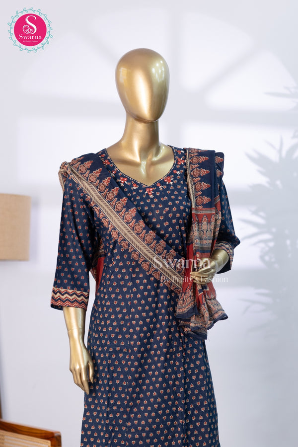 Indigo Heritage Cotton Suit Set-SWRM678