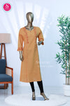 Light Mustard Yellow Cotton Embroidered Top-SWRM050