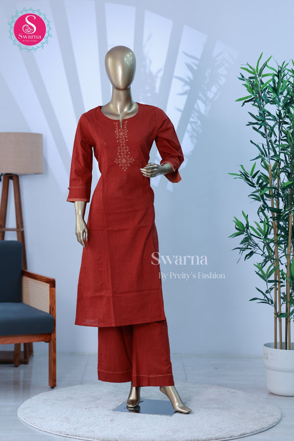 Rust-Maroon Kurta Set - SWRM140