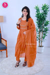 Rust Orange Embroidered Anarkali Suit Set-SWRM708