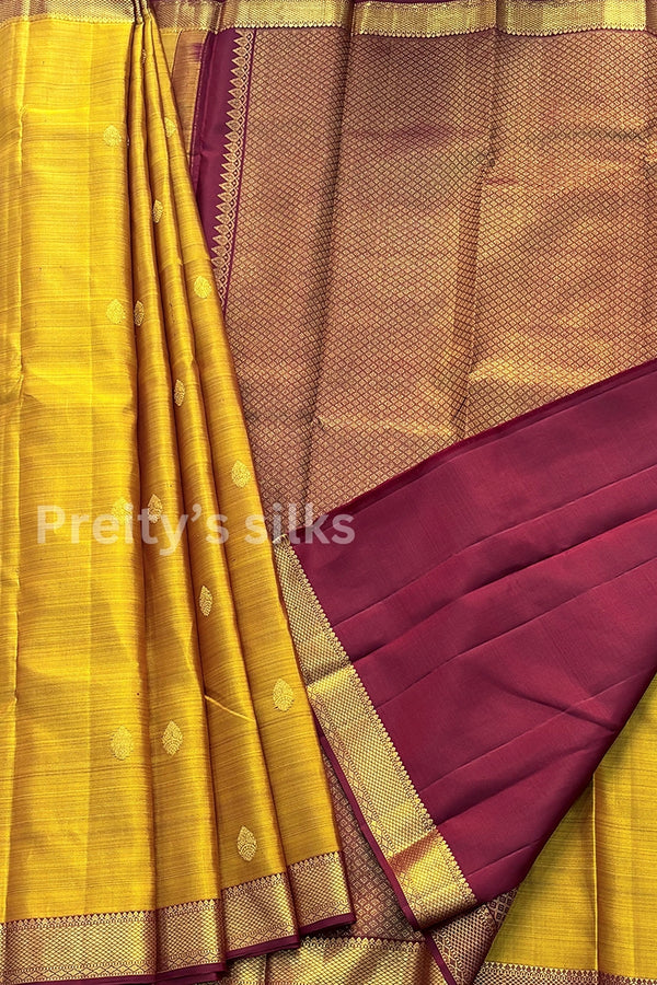 Pure Kanchipuram Silk Saree-Golden Yellow-PA51194