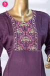 Purple shade Embroidered Cotton Kurti & Pant Co-ord Set-SWRM726
