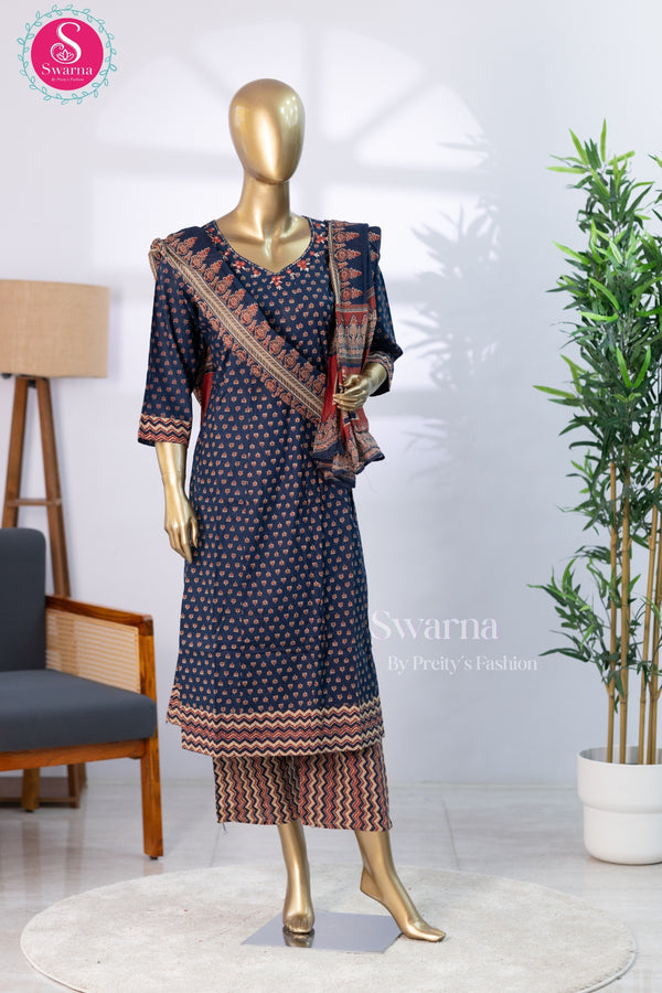 Indigo Heritage Cotton Suit Set-SWRM678