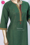 Straight-fit ethnic bottle green kurta-SWRM012