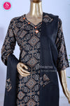 Elegant black printed kurta set and matching duppata- SWRM714