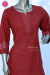 classic cotton top in a rich maroon shade with elegant embroidery-SWRM037