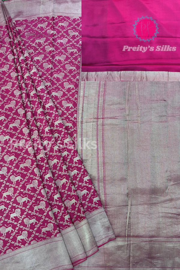 Pure Banarasi Crepe Silk Saree-Pink-PA51871