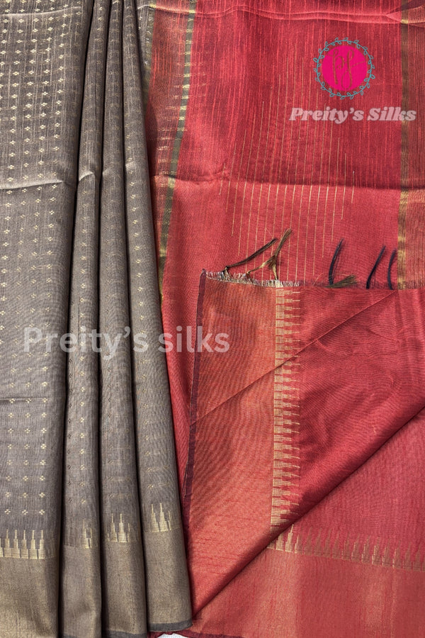 Raw silk saree with butta pattern- PA09058