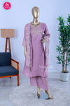 Lavender Bloom Chanderi Cotton Blend Suit Set-SWBL215
