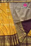 Semi Kanchipuram Silk Saree -Mustard yellow with Deepbrown-PA39339