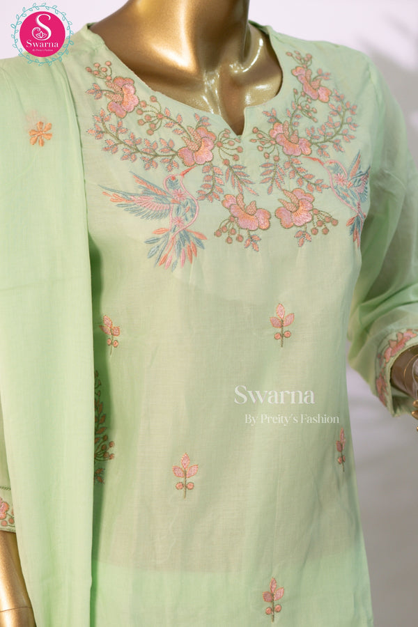 Mint Green Blossom Mul Cotton Suit Set-SWBL202