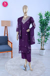 Royal Plum Chanderi Cotton Suit Set-SWRM260