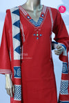 Scarlet CharmScarlet Red with Navy BlueButter Cotton Suit Set SWRM223
