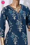 Dark Peacock Blue Floral Embroidered Straight Kurta-SWRM022