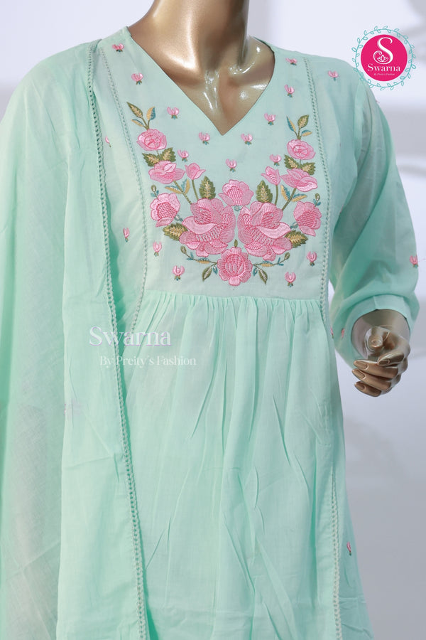 Mint Blossom MulCotton Suit Set-SWRM333