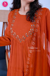 Amber BloomBurnt OrangeViscose Georgette Suit Set-SWBL330