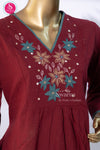Maroon Blossom Cotton Suit Set- SWRM125