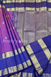 Pure Kanchipuram Silk Saree-Dualshade Purple And Blue-PA51194