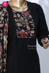Midnight Bloom Black with Blush Pink Viscose Georgette Suit Set-SWRM689