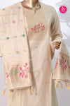 Elegant cream kurta set with floral embroidery -SWRM232