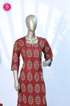 Elegant maroon cotton top with ethnic block print-SWRM018